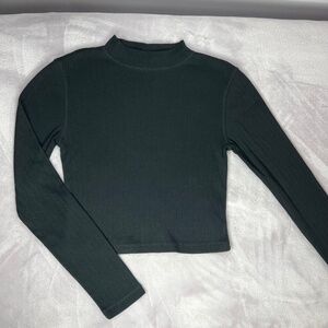 Cropped Mock Turtleneck in Black